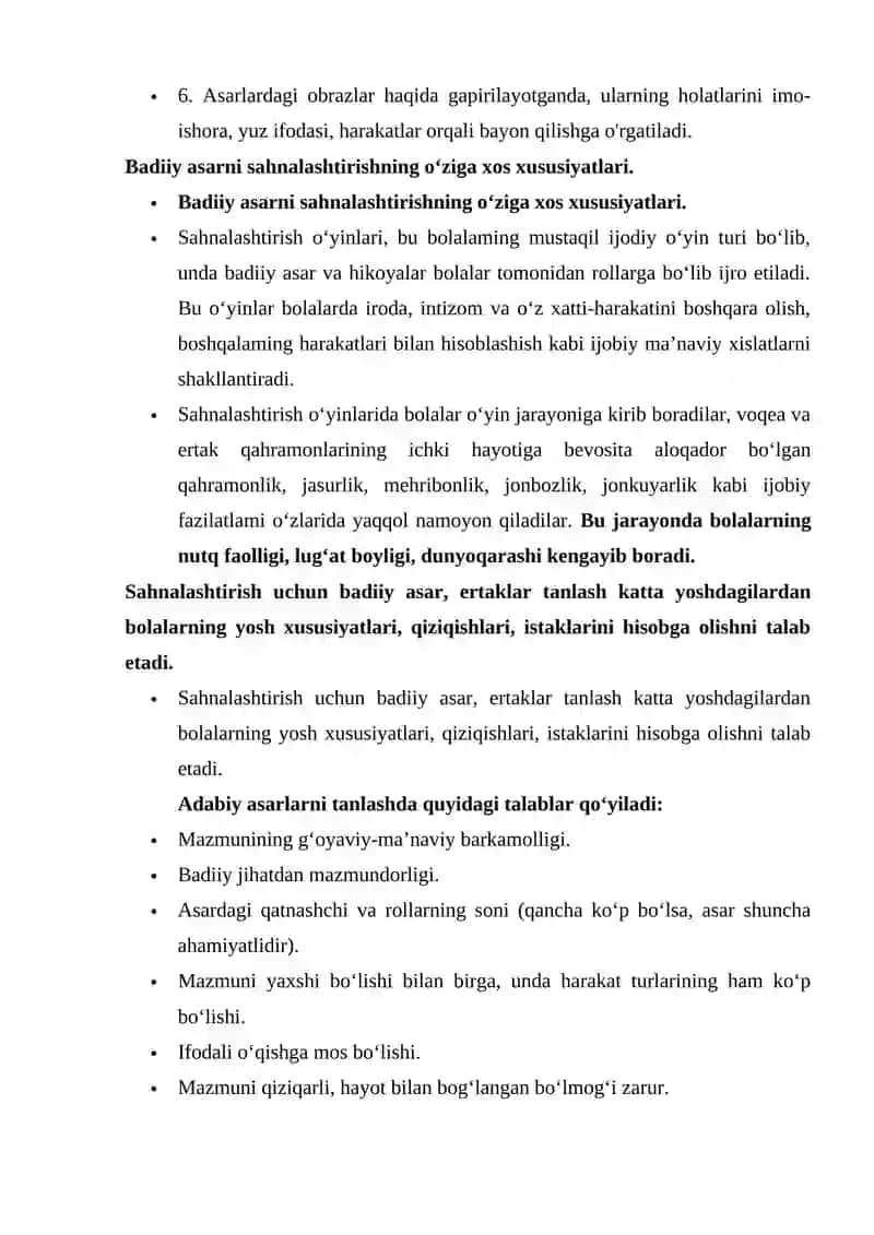 BADIIY ASARNI SAHNALASHTIRISH TURLARI VA UNI QO’YIB KO’RSATISH METODLARI 4