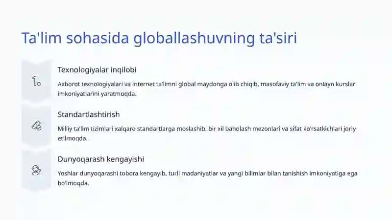 Globallashuv Sharoitida Ta'lim: Yangi Davr Talablari va Imkoniyatlari 4