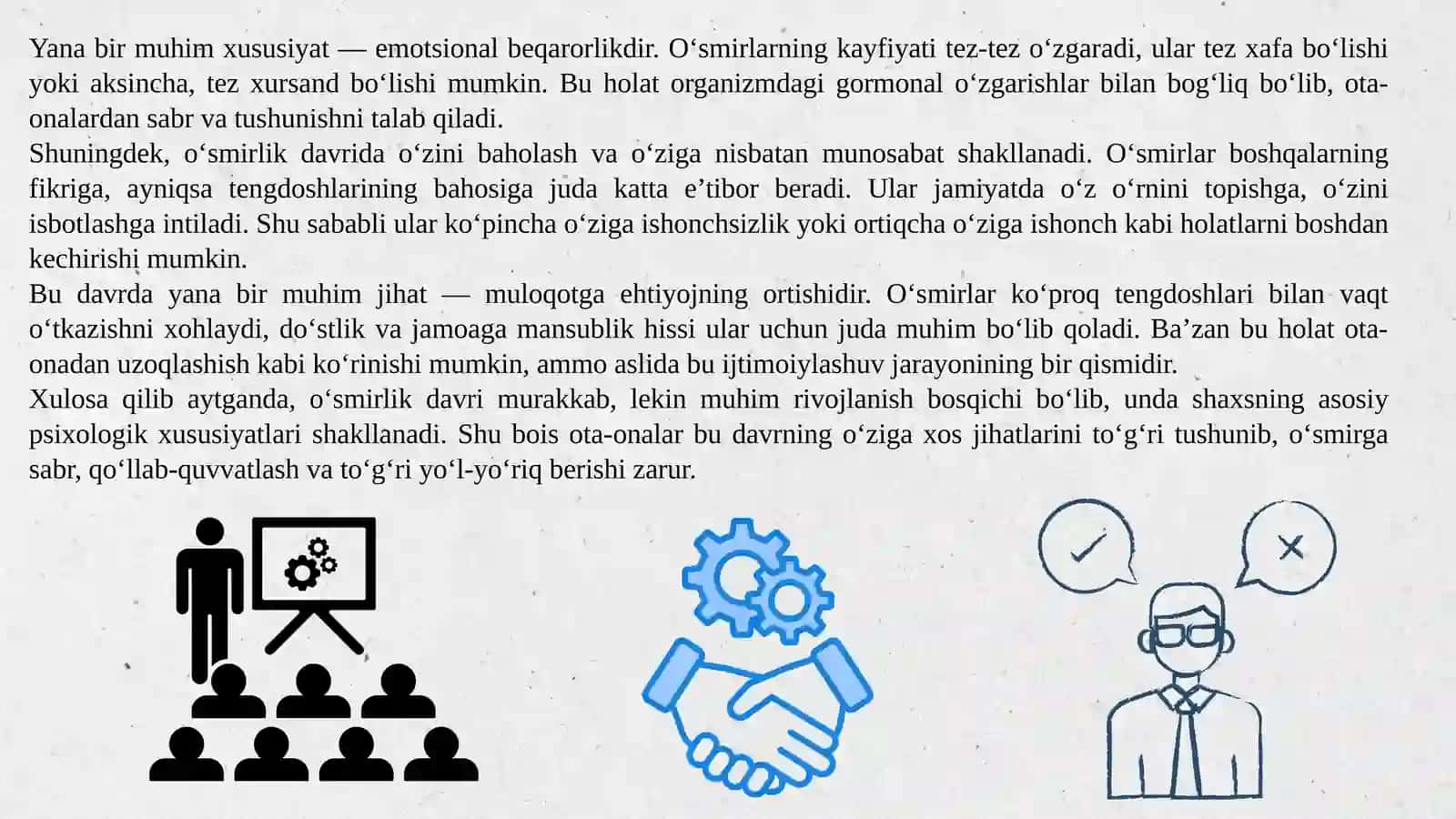 "0'smir bolalar ota-onalariga maslahat berishning asosiy
yonalishlari" 4