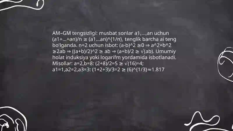 Tengsizliklarni isbotlashga oid misollar yechish 4