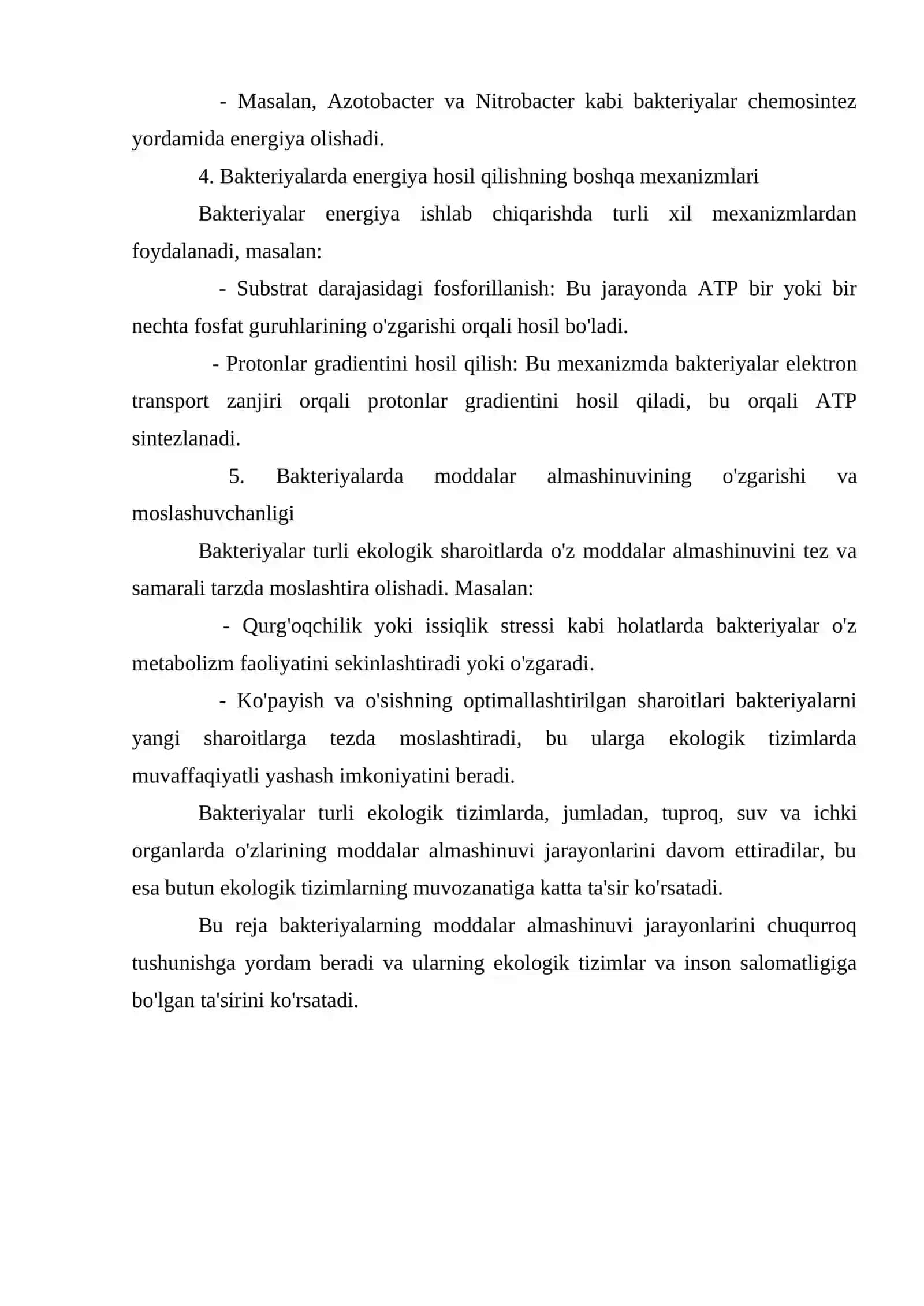 Bakteriyalarda moddalar almashinuvining tezligi, turli xil tiplari. Tabiatdagi moddalar almashinuvida bakteriyalarning roli 4