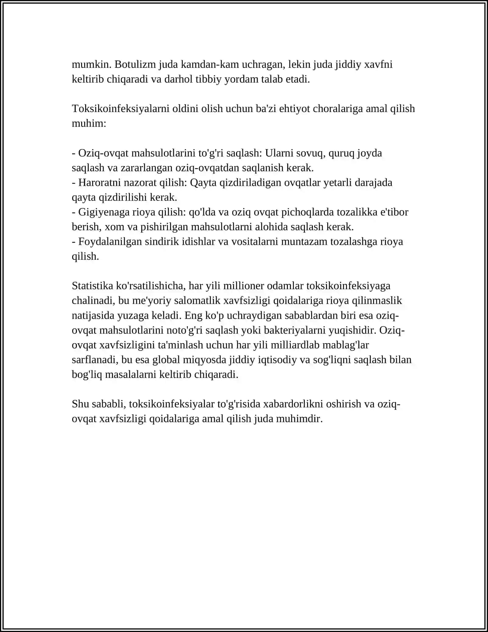 OVQAT TOKSIKA INFEKSIYALARI HAQIDA TUSHUNCHA 4