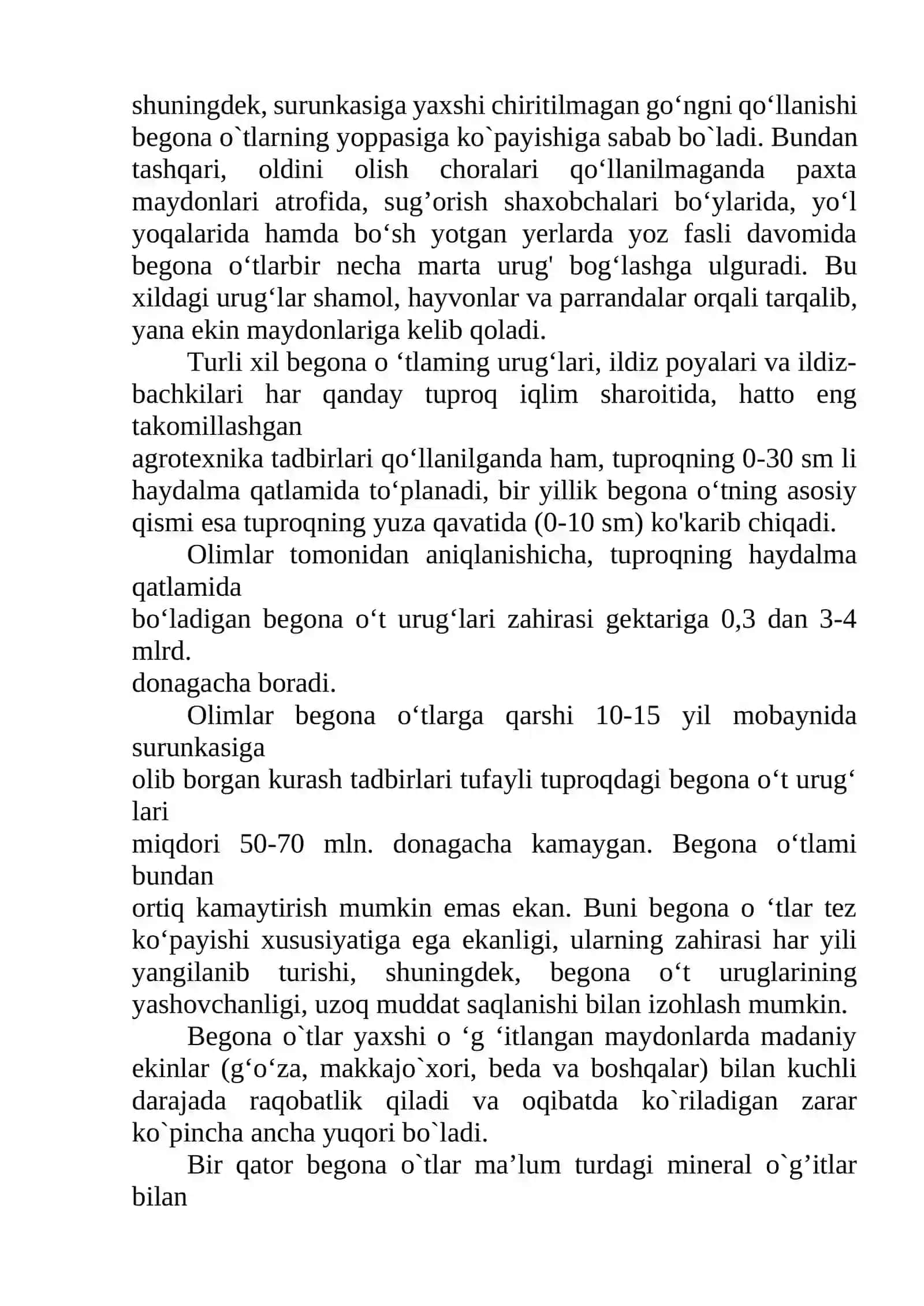 BEGONA O‘TLARGA QARSHI KURASH CHORALARI 4
