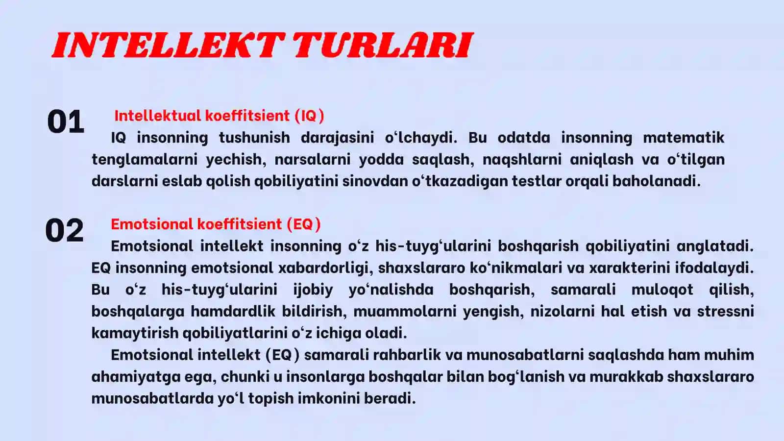 Intellekt modellari va intellekt test turlari 4