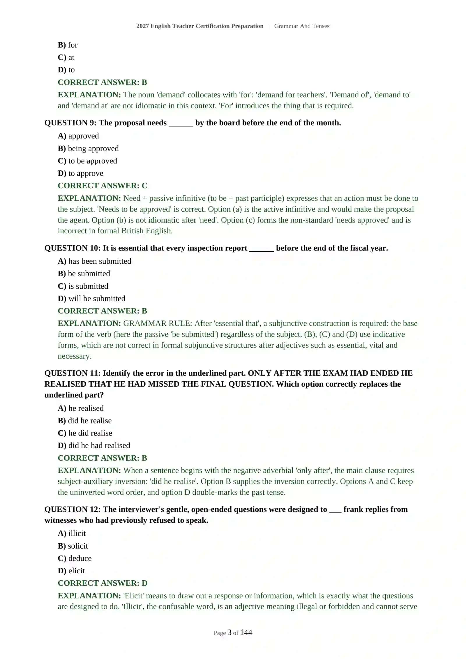 ENGLISH TEACHER ASSESSMENT - GRAMMAR AND TENSES - 2027 CERTIFICATION PREPARATION 4