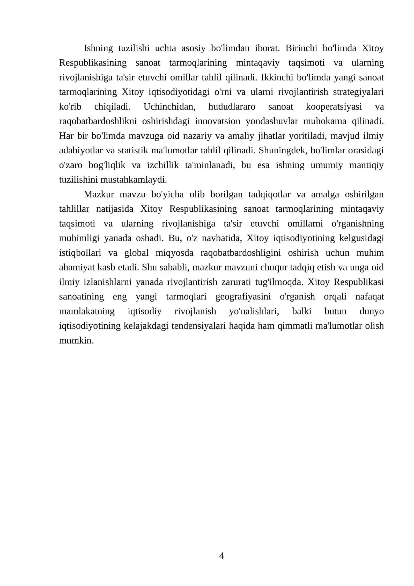 Xitoy Respublikasi sanoatining eng yangi tarmoqlar geografiyasi 4