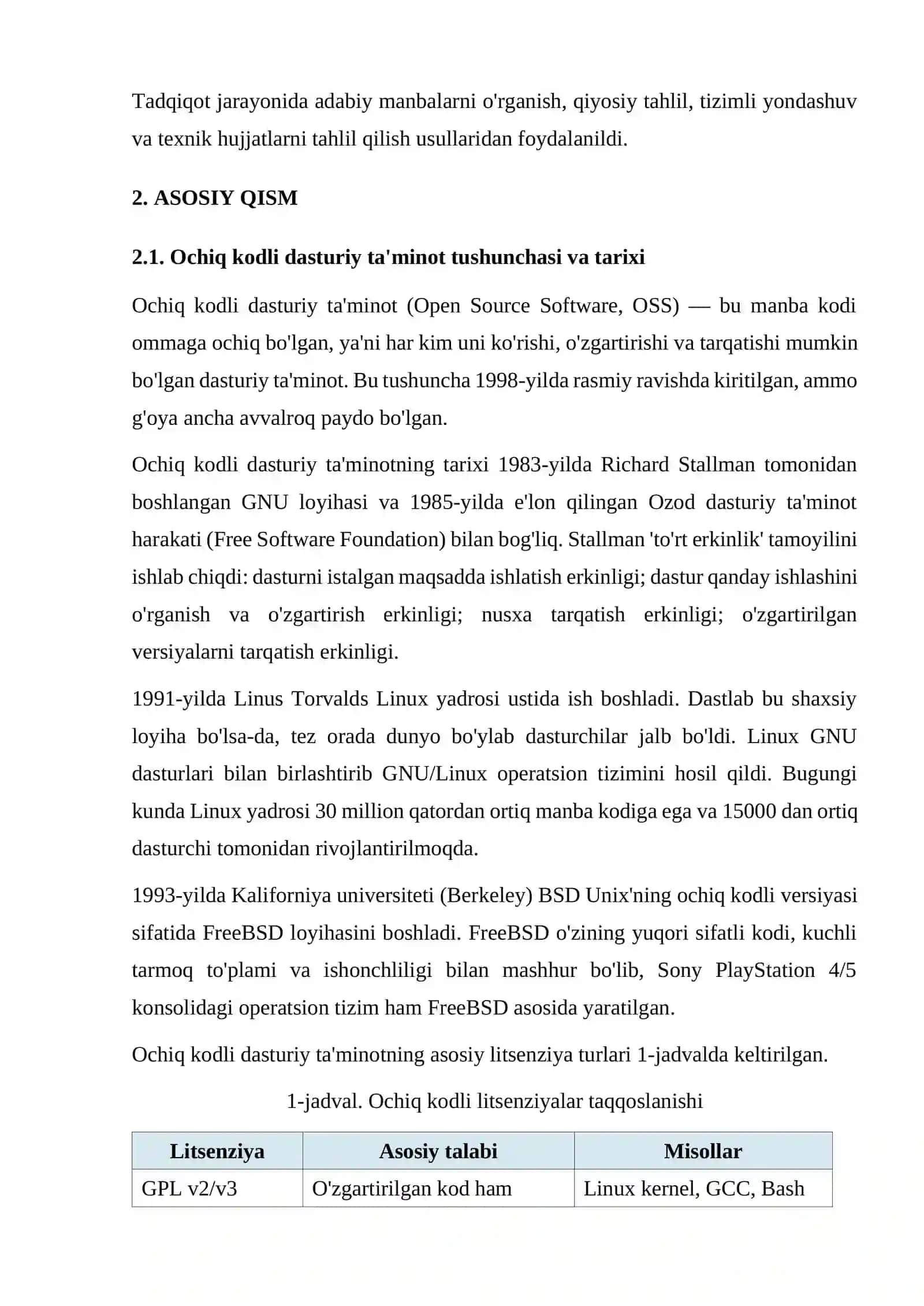 Ochiq kodli operatsion tizimlar (Linux, FreeBSD) arxitekturasi tahlili 4