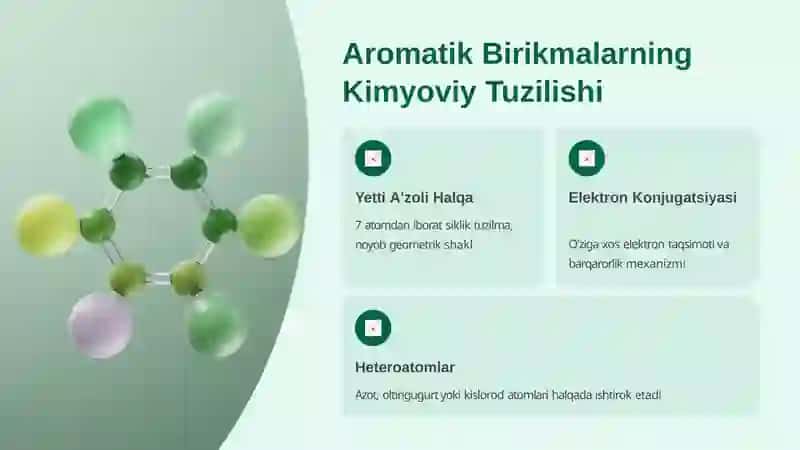Dorivor preparatlar tarkibidagi 
Yetti a’zoli aromatik birikmalar 4