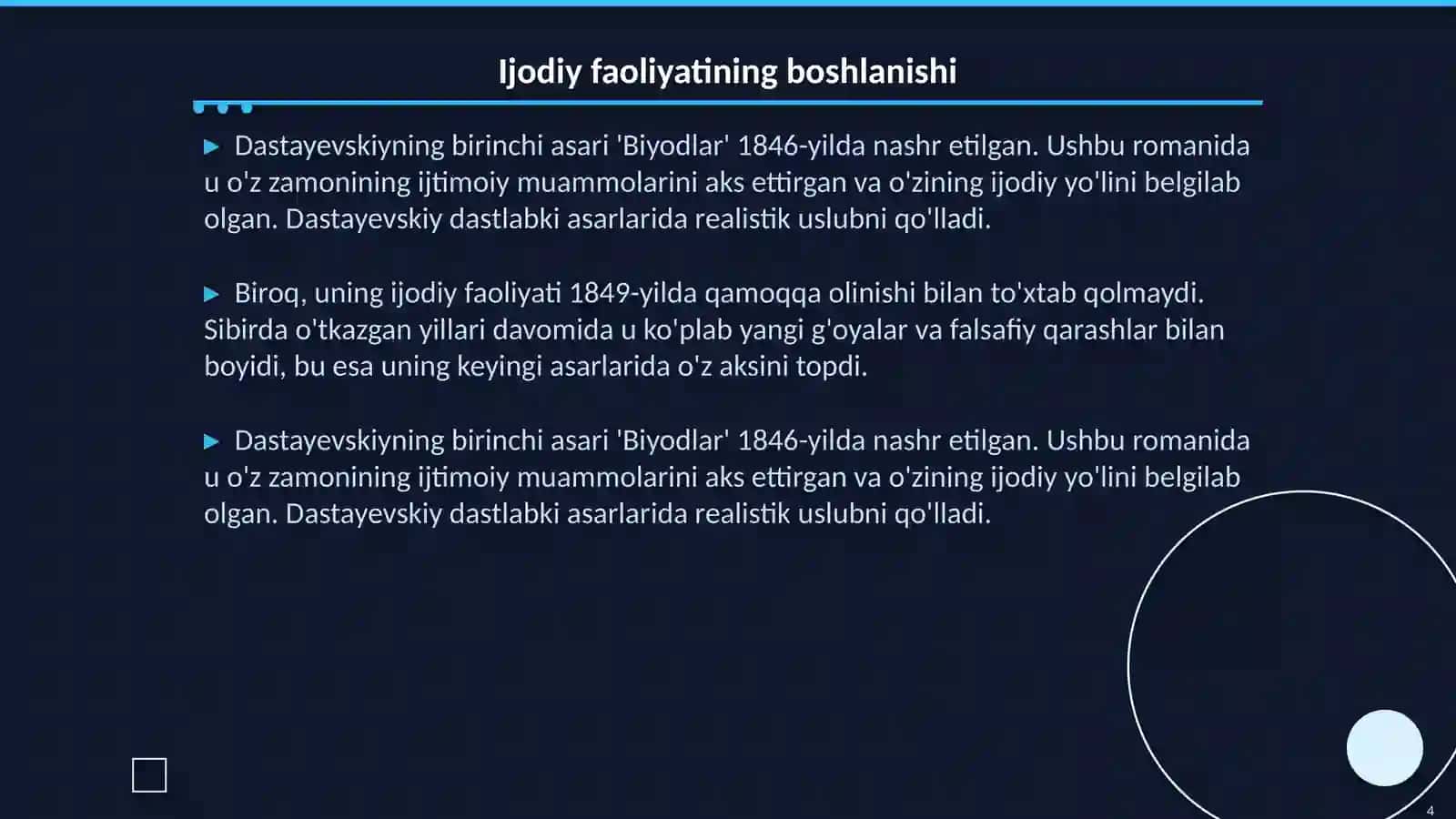 Dastayevskyning hayoti va ijodi 4