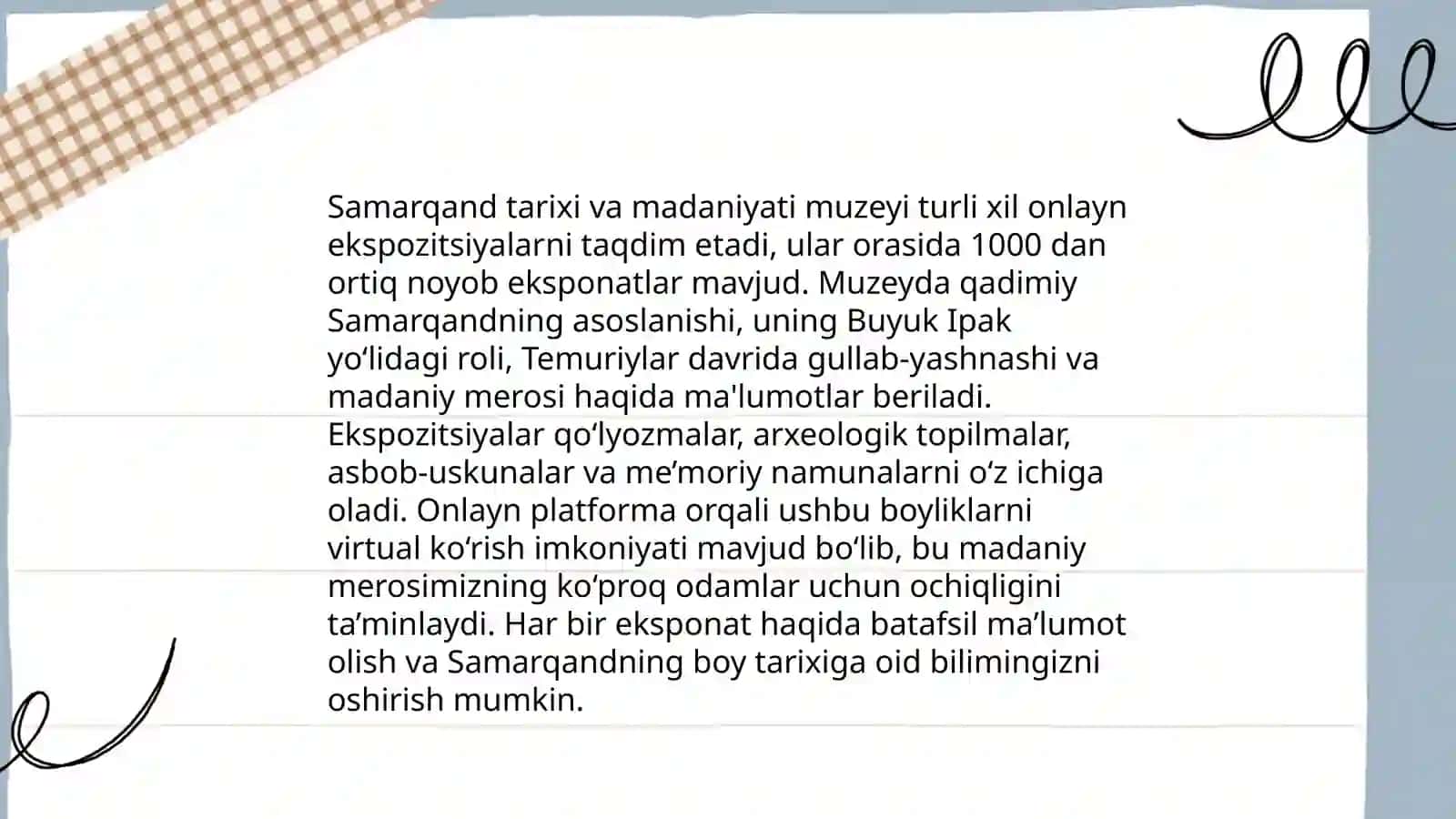 Oʻzbekiston muzeylariga virtual sayohat qilish 4