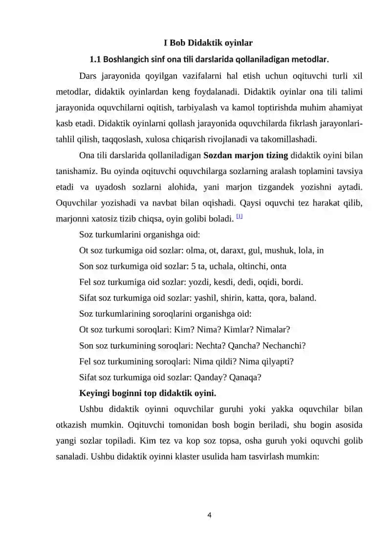 ONA TILI DARSLARIDA DIDAKTIK O'YINLARNI TASHKIL ETISH VAO'RGATISH METODIKASI 4