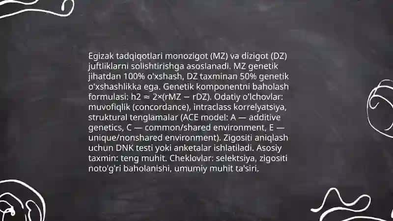 Antropogenetika. Odam irsiyatini o'rganish usullari 4