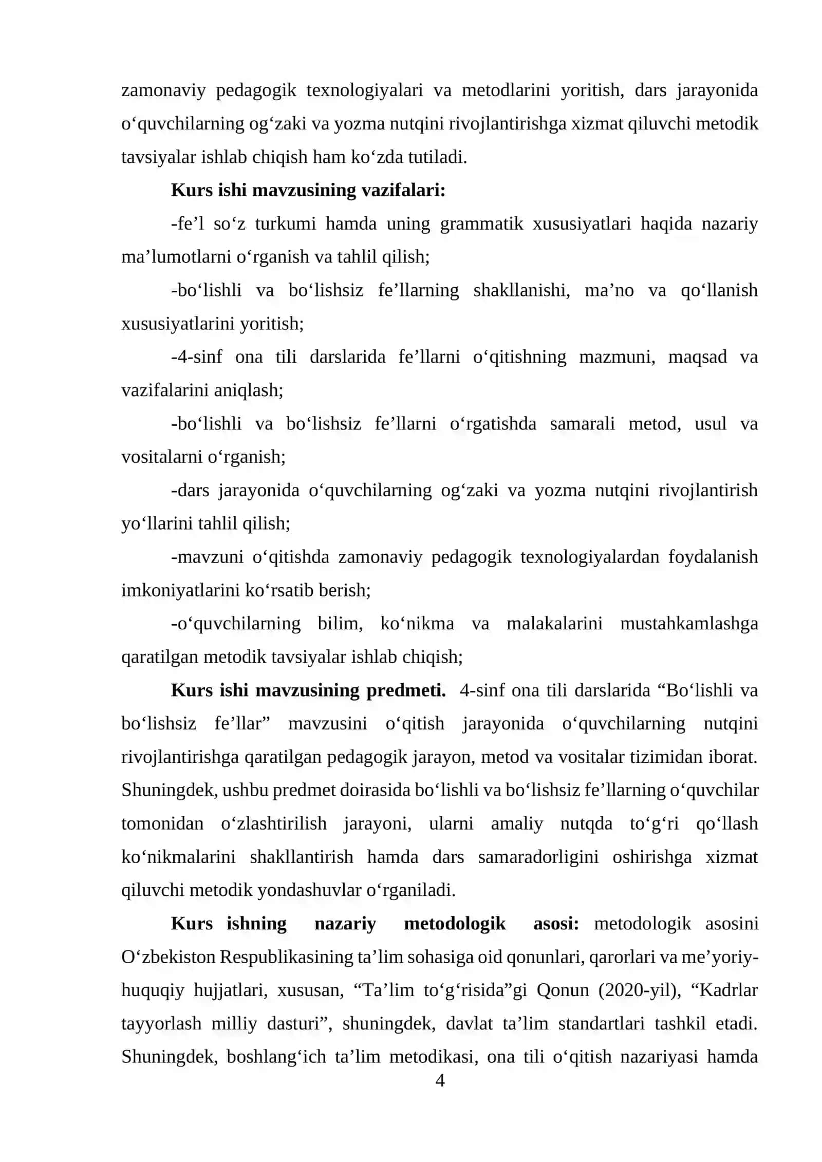 4-sinfda Boʻlishli va boʻlishsiz feʼllar 4