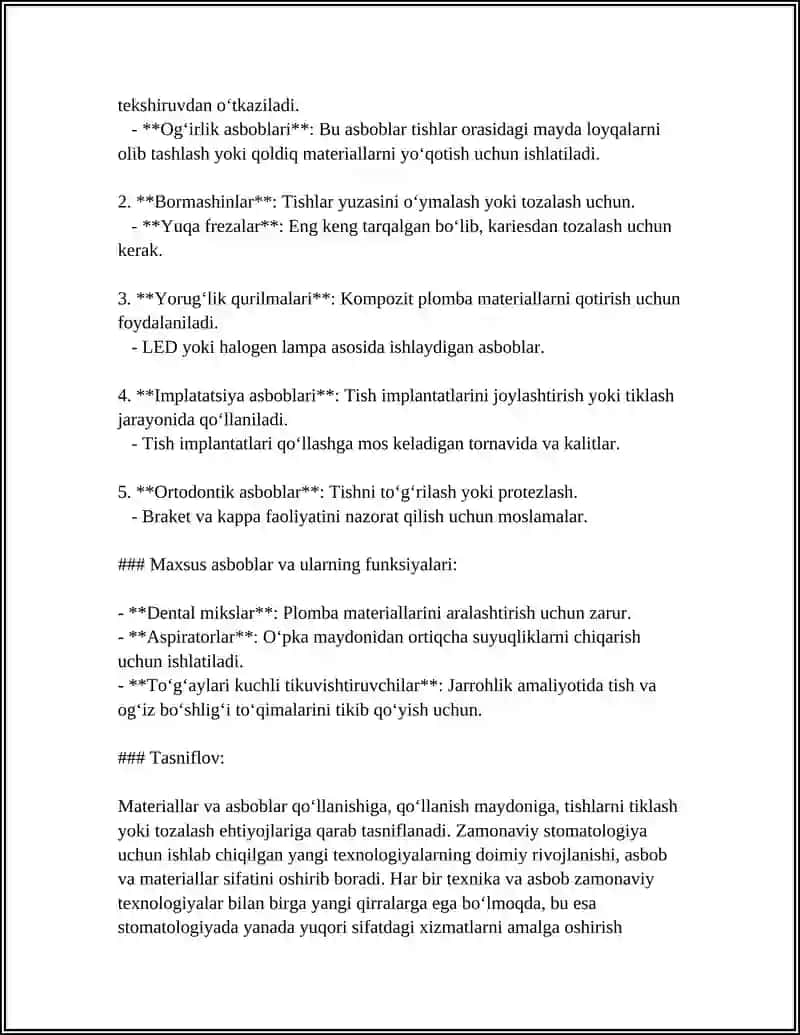 Stomatologiyada ishlatiladigan ashyolar va asboblar 4