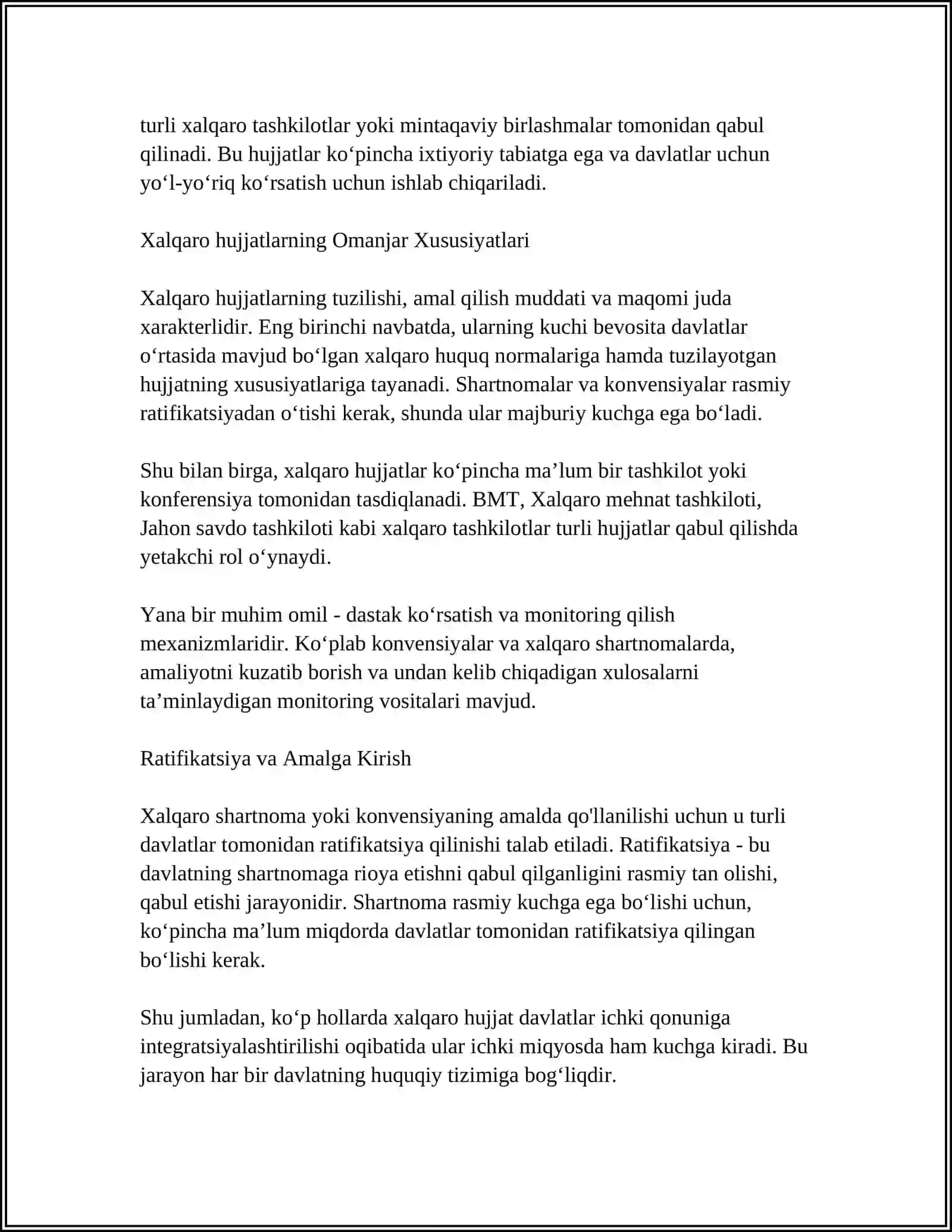 XALQARO HUJJATLAR YURITILISHI 4