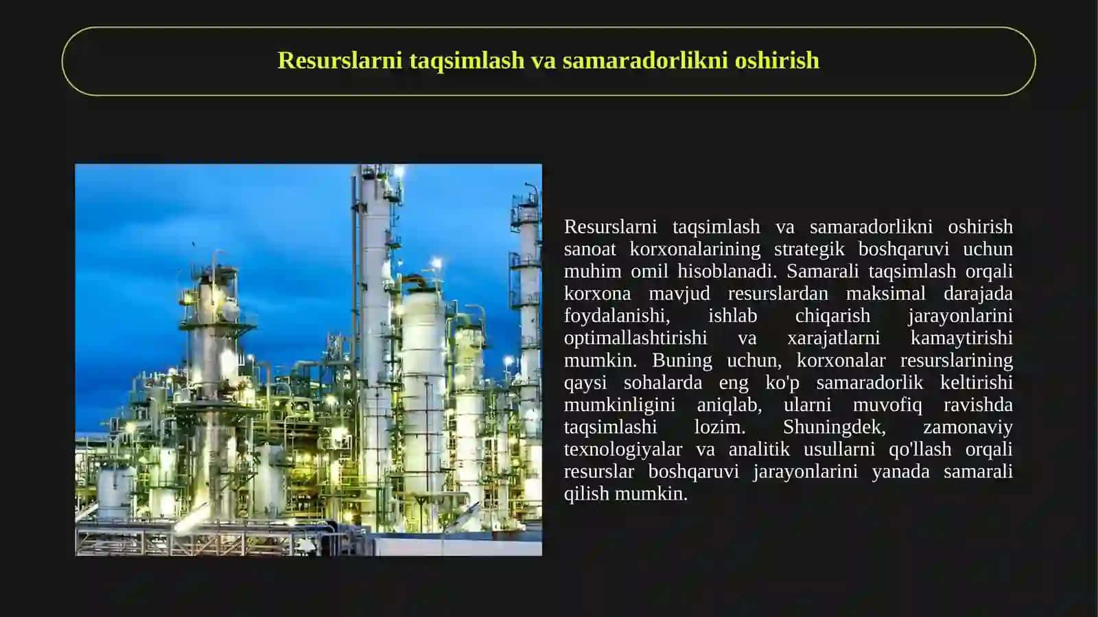 Sanoat korxonasining resurslarini strategik boshqaruv nuqtai nazaridan optimallashtirish 4