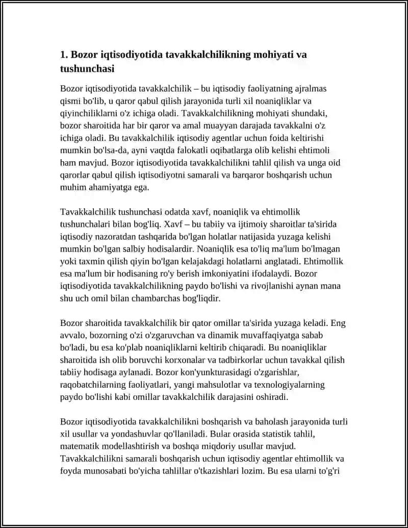 BOZOR IQTISODIYOT DAVRIDA TAVAKKALCHILIK VA UNING VUJUDGA KELISHI 4