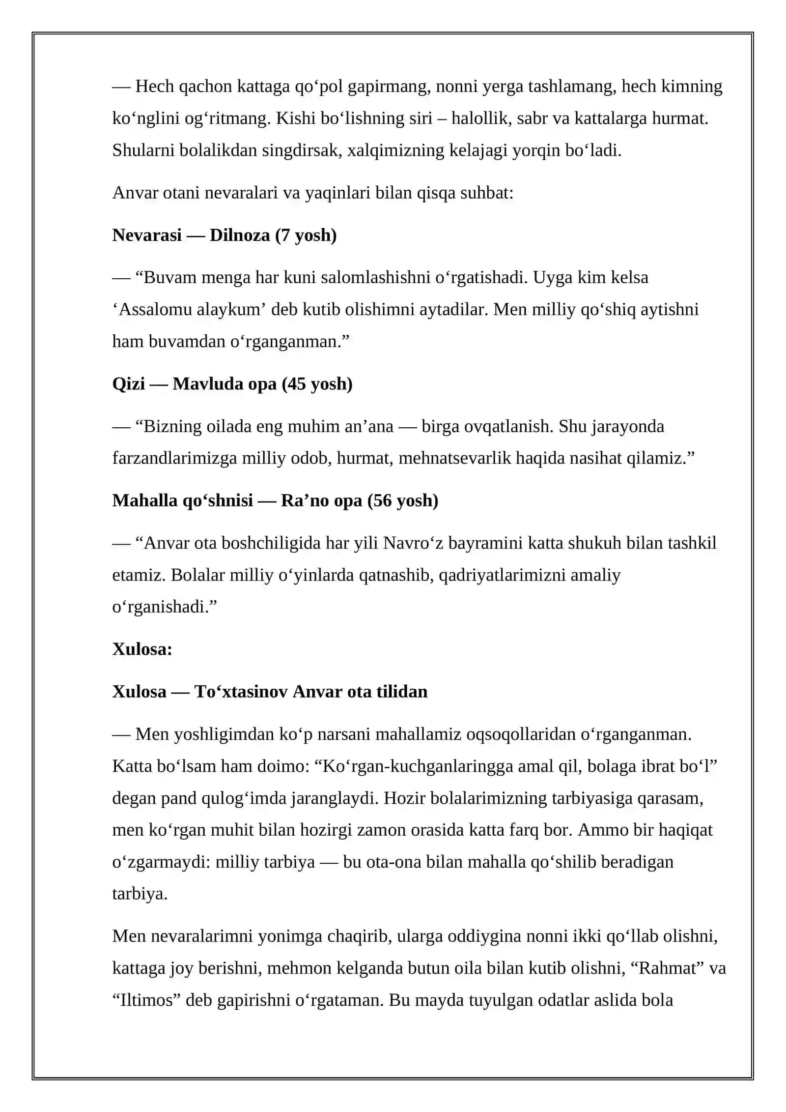 Boqiyeva Dilshodaning Maktabgacha Ta’limda Etnopedagogika Fanidan Tayyorlagan 2-Topshirig’i 4