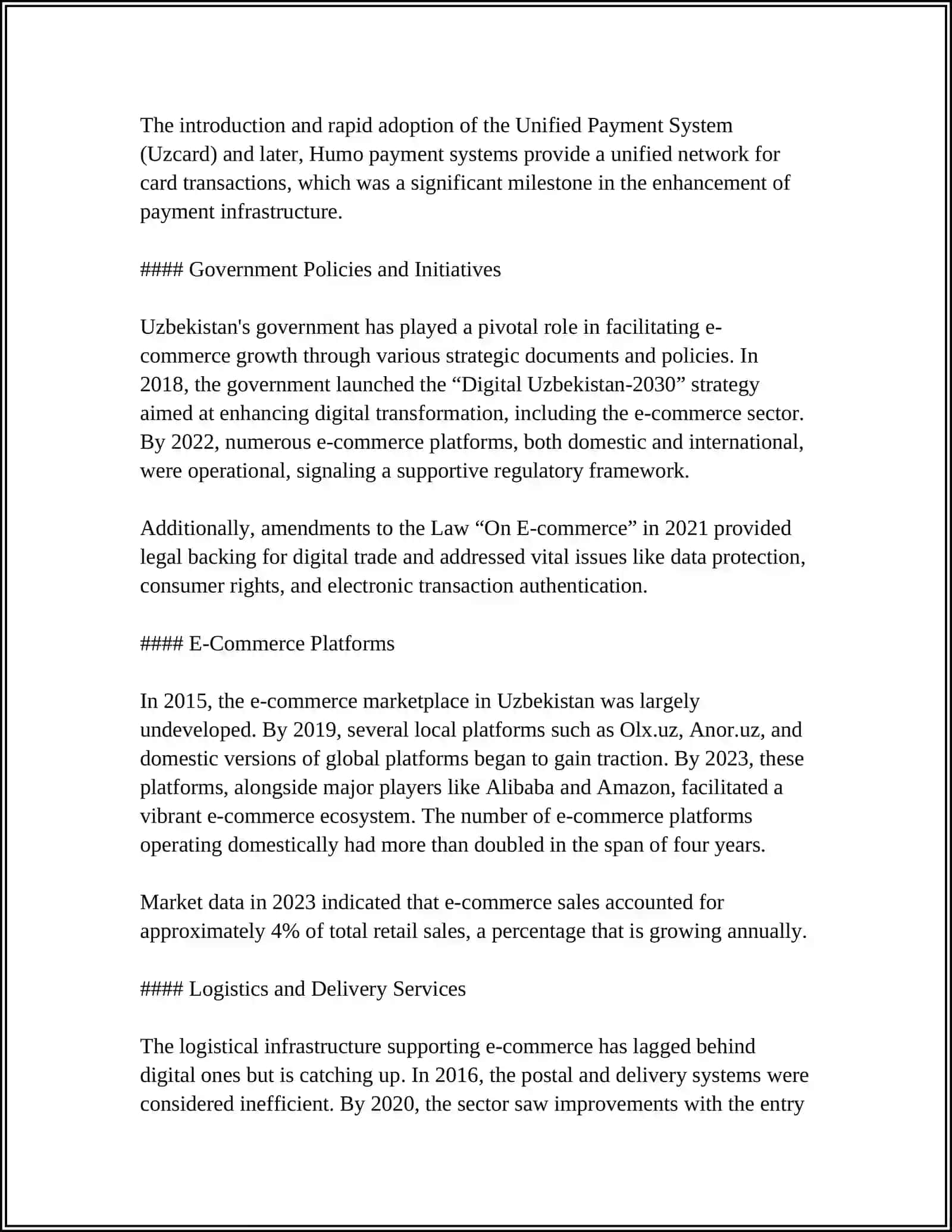 DEVELOPMENT OF ELECTRONIC COMMERCE IN THE REPUBLIC OF UZBEKISTAN 4