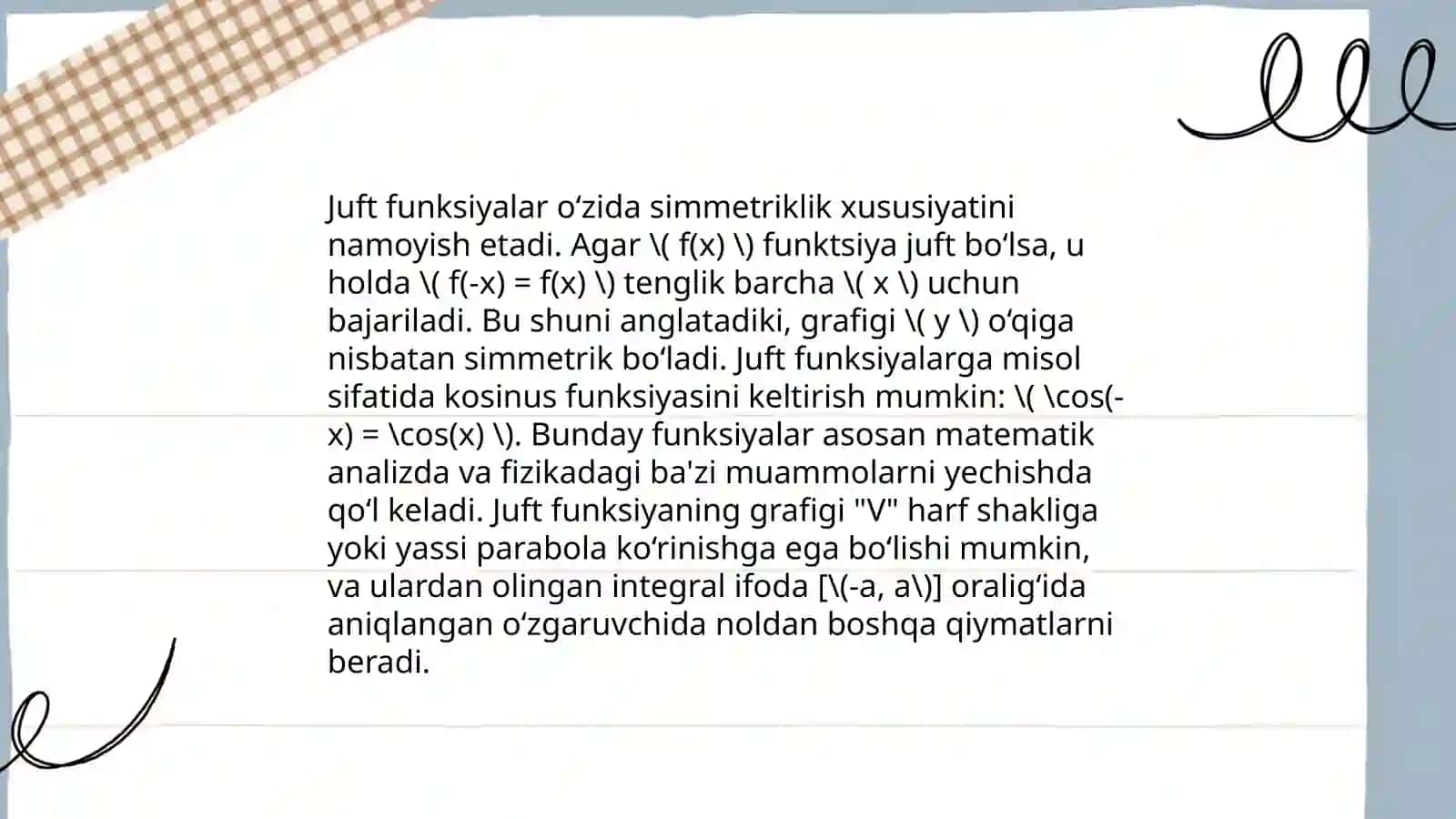 Funksiyaning juftligi va toqligi 4