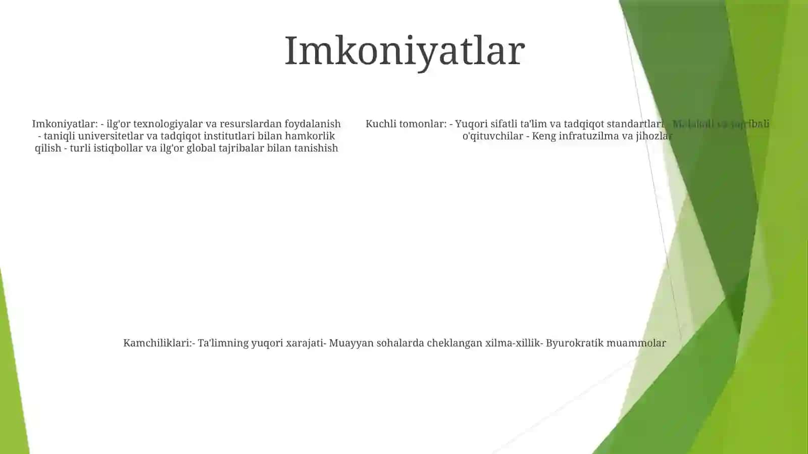 İQtisodiy Rivojlangan Davlatlar Ta‘Lim Tizimi. Swot Tahlil 4