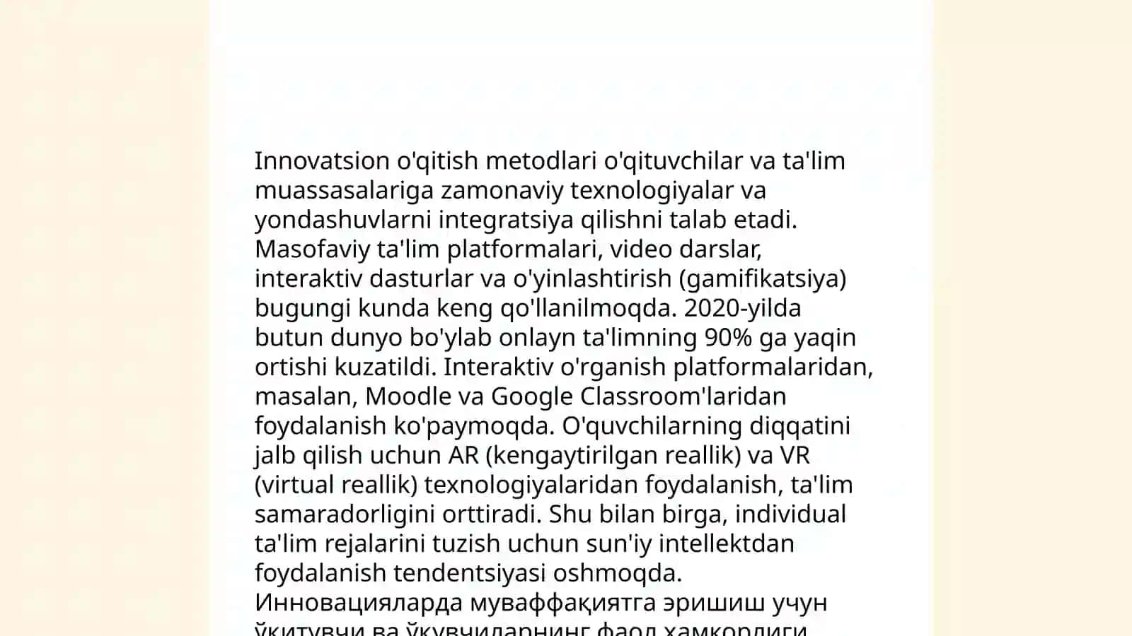 An'anaviy o'qitish metodlari 4