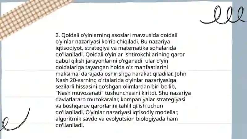 Ijodiy va qoidali oʻyinlar, uning mazmuni 4
