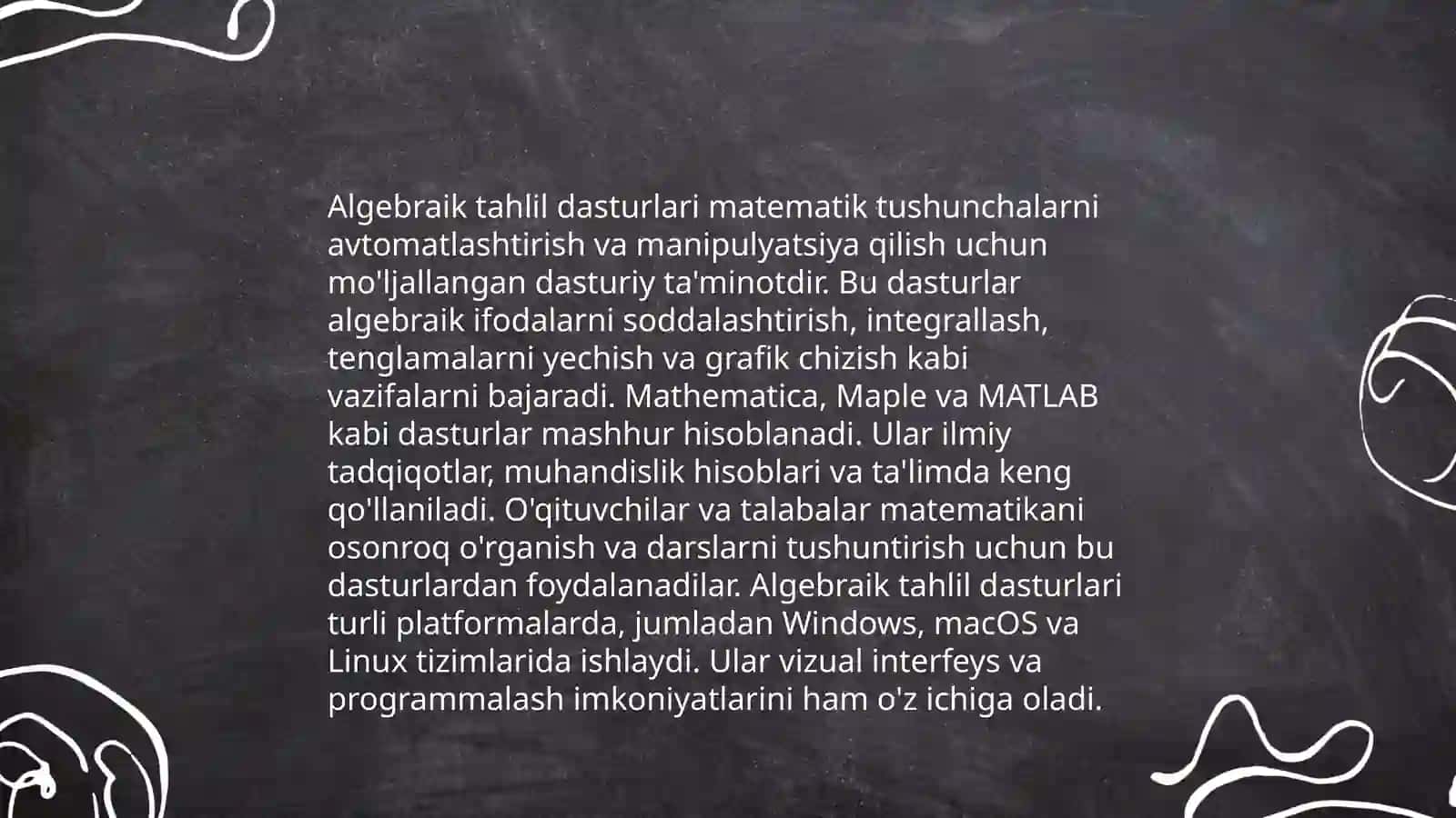 Fundamental tahlil masalalarini echuvchi dasturlar 4