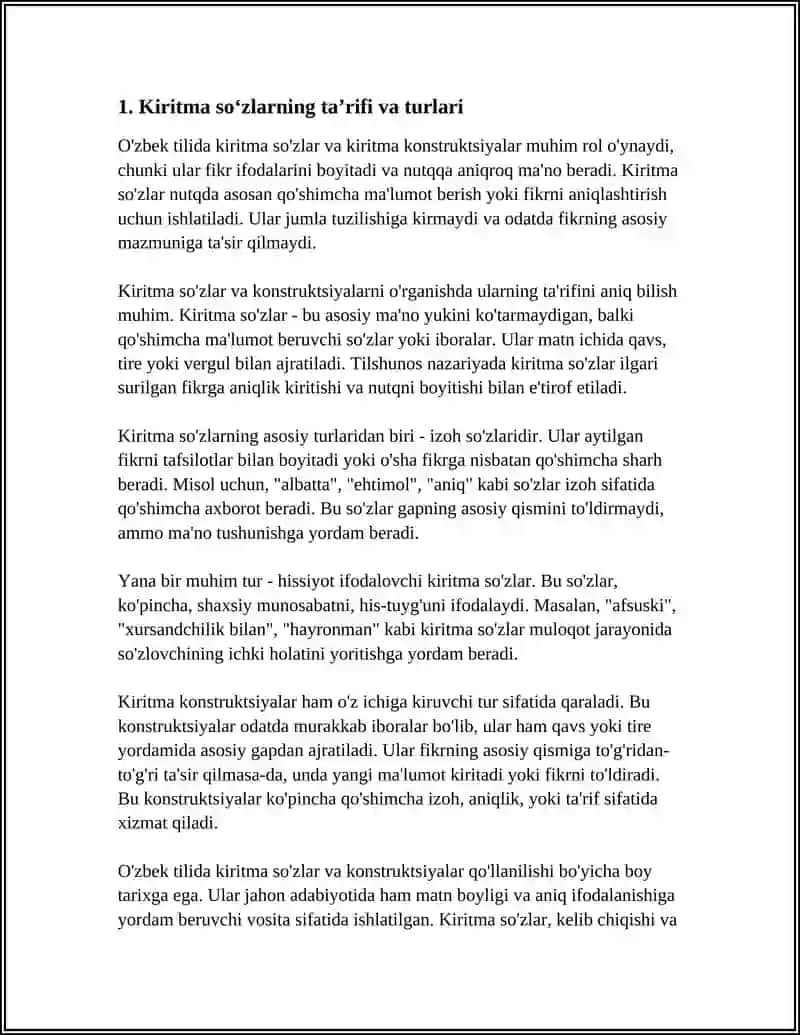 O'ZBEK TILIDA KIRITMA SO'Z VA KIRITMA KONSTRUKSIYA 4