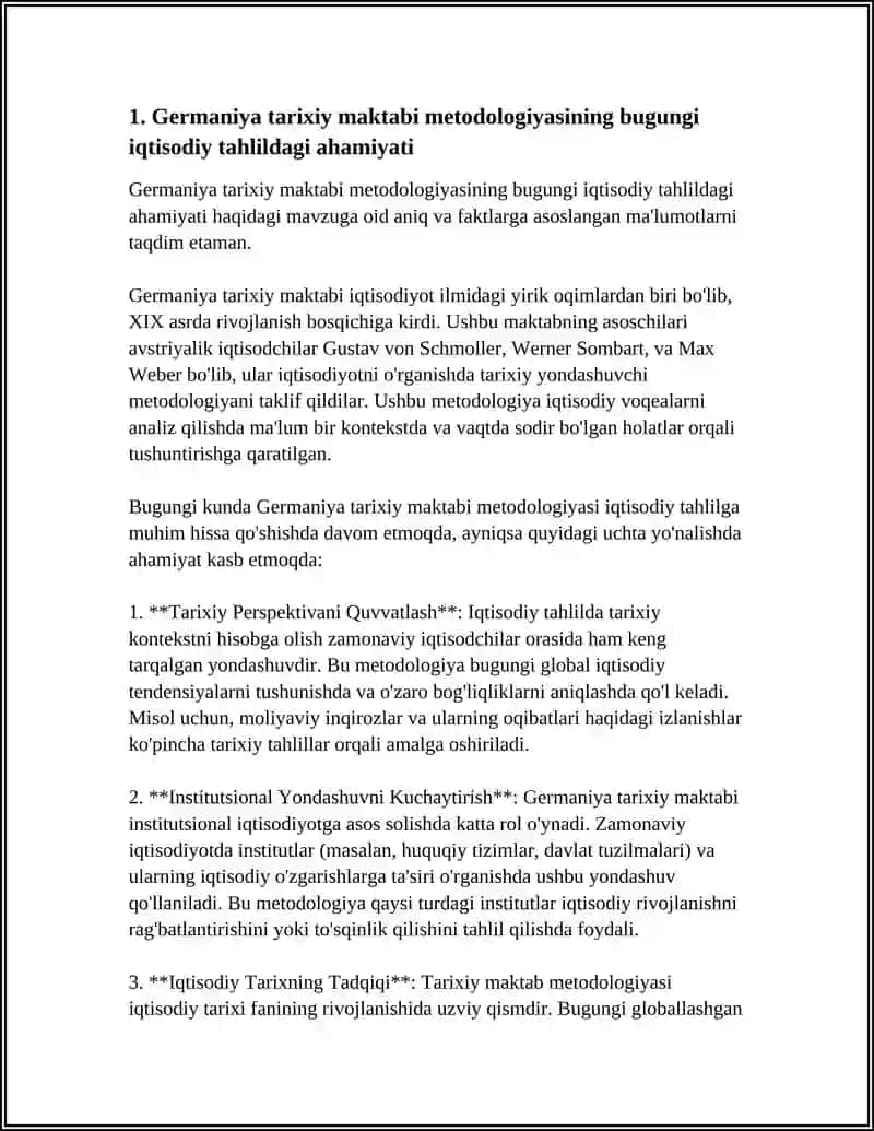 GERMANIYA TARIXIY MAKTAB IQTISODIY TA'LIMOTINING BUGUNGI KUNDAGI AHAMIYATI 4