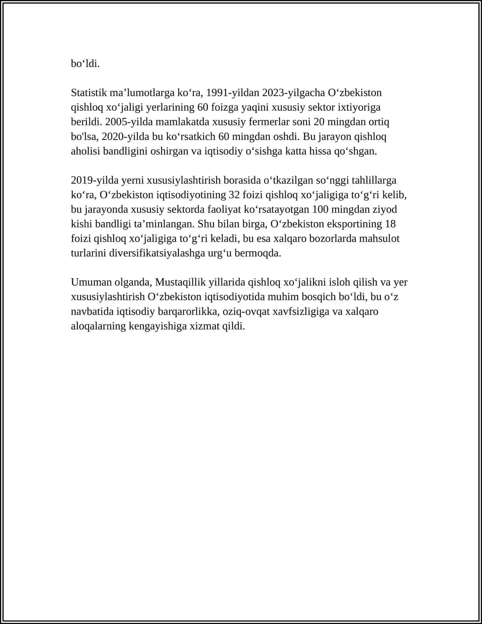 MUSTAQILIK YILARIDA QISHLOQ HOJALIGI VA SANOAT SOHASIDAGI O'ZGARISHLAR 4