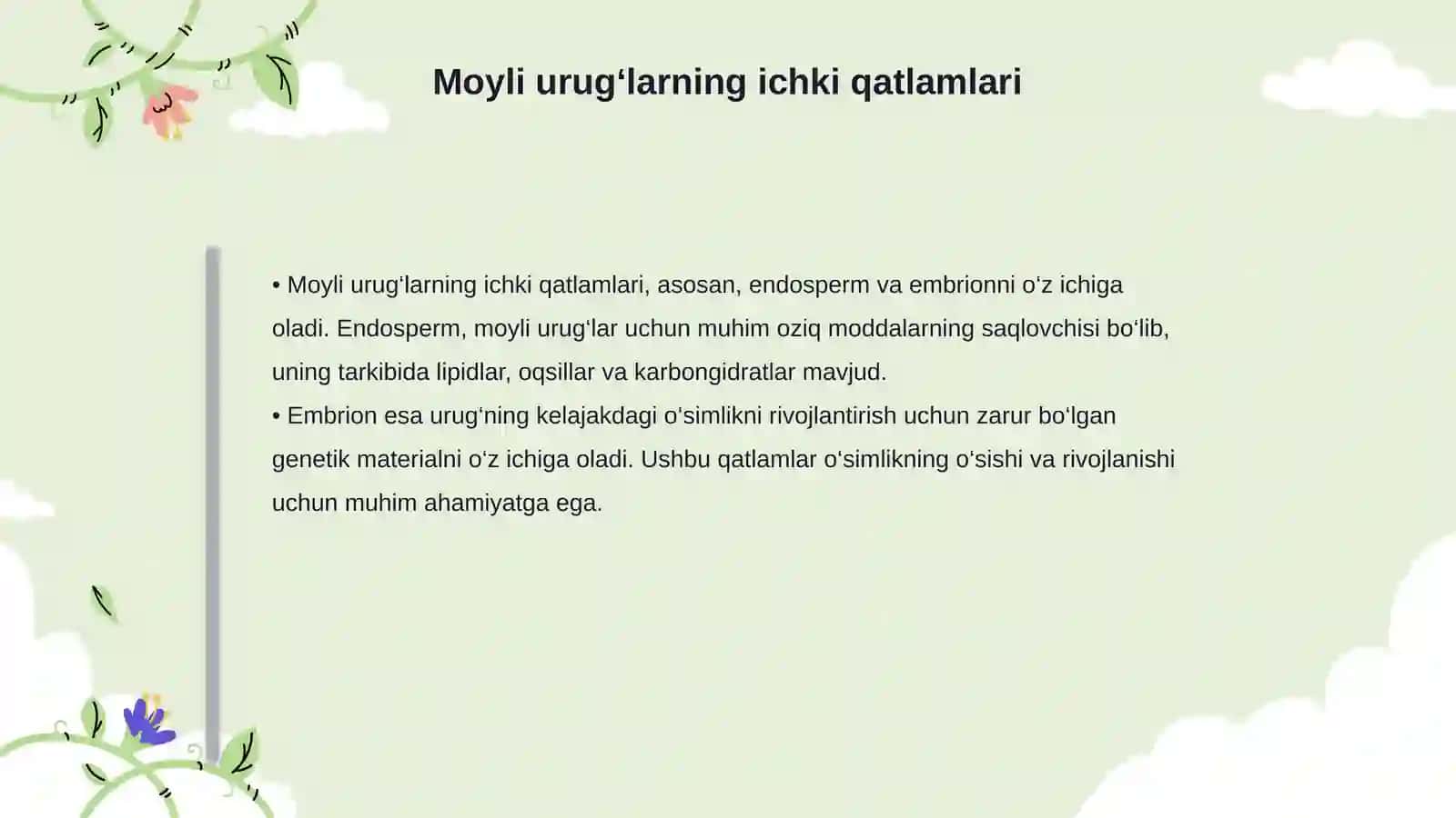 Moyli uruglar postloglarining xossalari va uruglarni pachoqlash yanchish usullarini tanlash 4