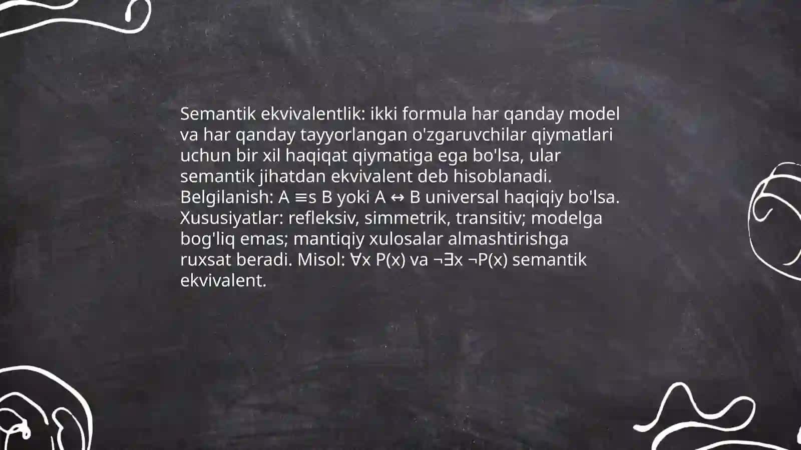 Predikatlar algebrasida formulalarning teng kuchliligi 4