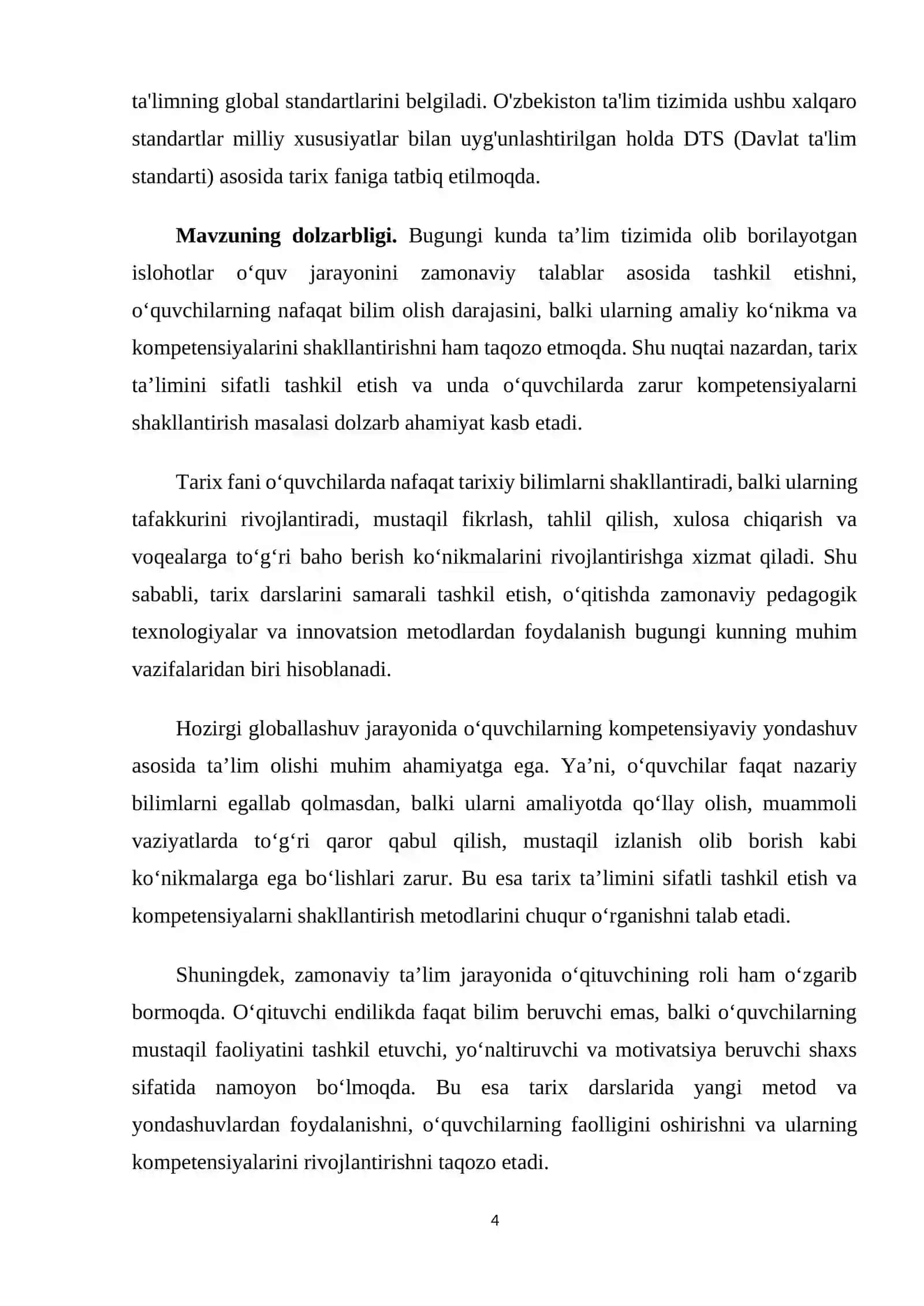 Tarix ta'limini sifatli tashkil etish va kompetensiyalarni shakllantirish metodlari 4