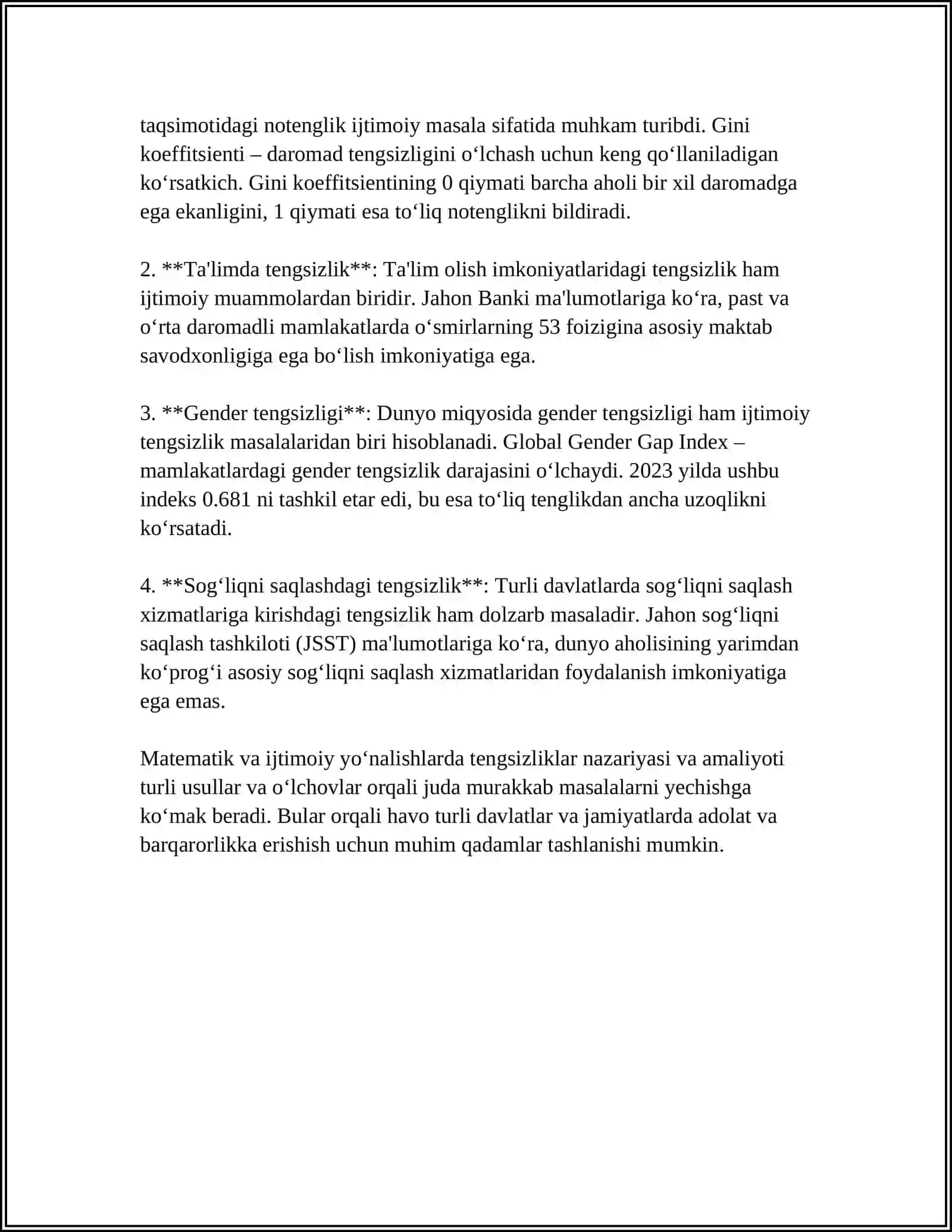 SONLI TENGSIZLIKLAR VA ULARNING XOSSALARI. TENGSIZLIKLARNI ISBOTLASH. TENGSIZLIKLAR TENGKUCHLILIGI. BIRINCHI VA IKKINCHI DARAJALI TENGSIZLIKLARNI YECHISH 4