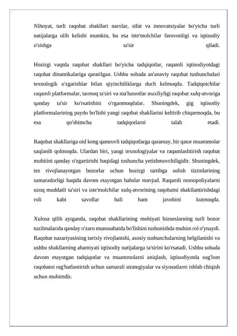 Raqobat shakllarining mohiyati 4