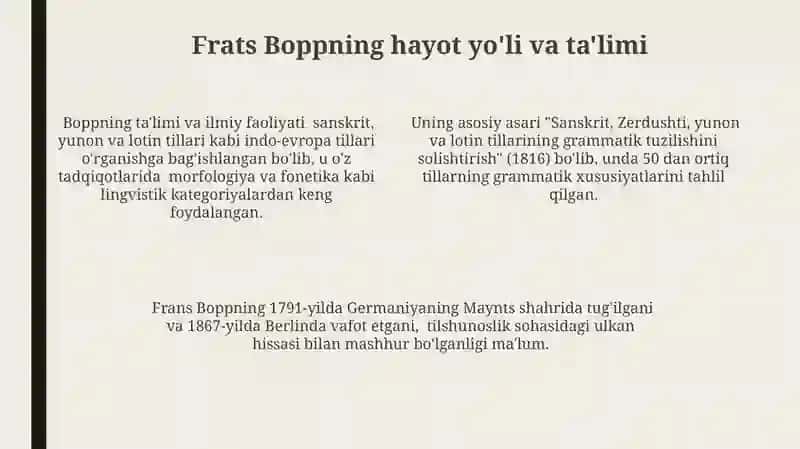 Frats Boppning Hayoti va Ilmiy Faoliyati 4