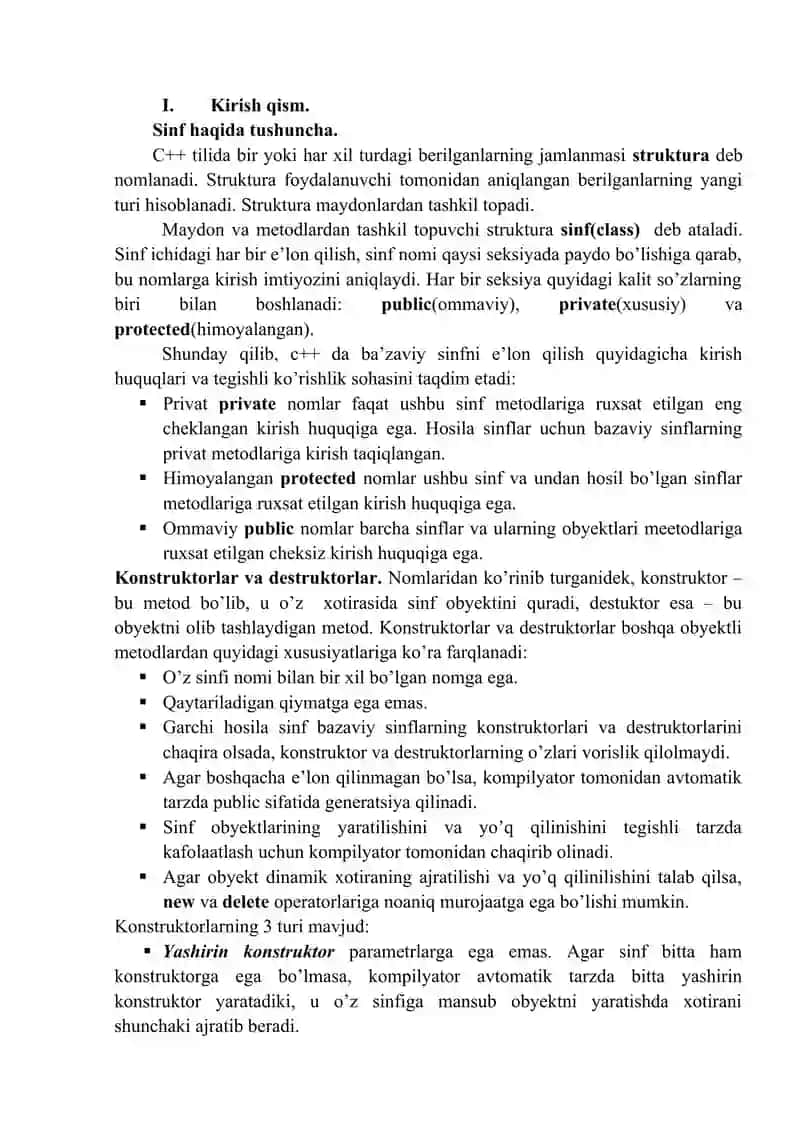C++da dasturlash fanidan kurs ishi 4