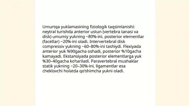 Umurtqa pogonasi umurtqa yuklamasi xolat va qomat tuzulishi 4