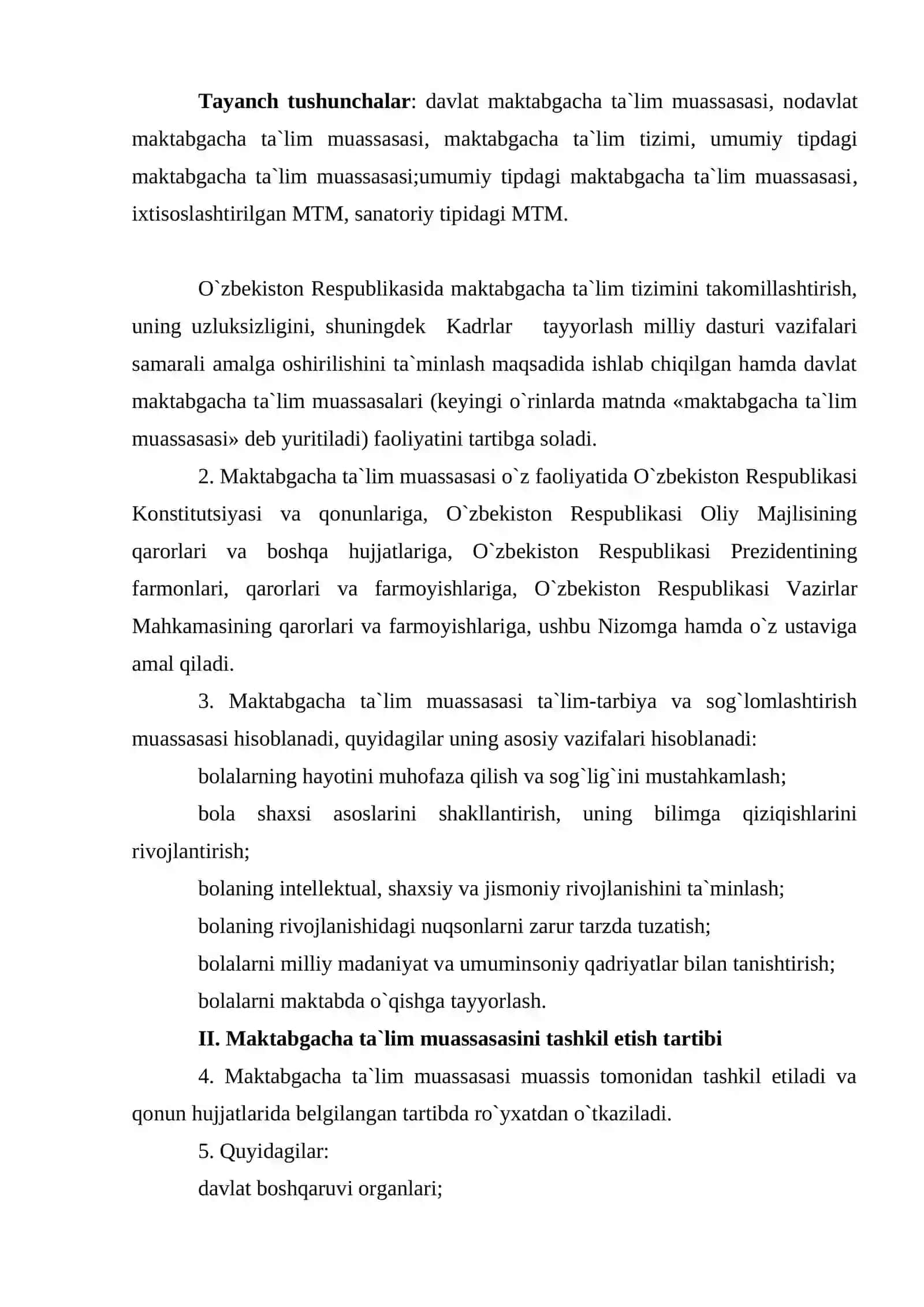 Maktabgacha ta’lim to’g’risidagi Nizom 4