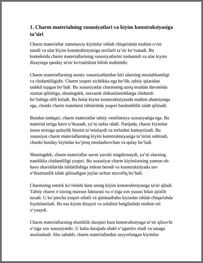 TURLI BICHIMDAGI KIYIMLARNI KONSTRUKSIYALASH 4
