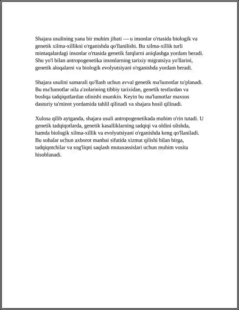 ANTROPOGENETIKA USULLARI SHAJARA USULI 4