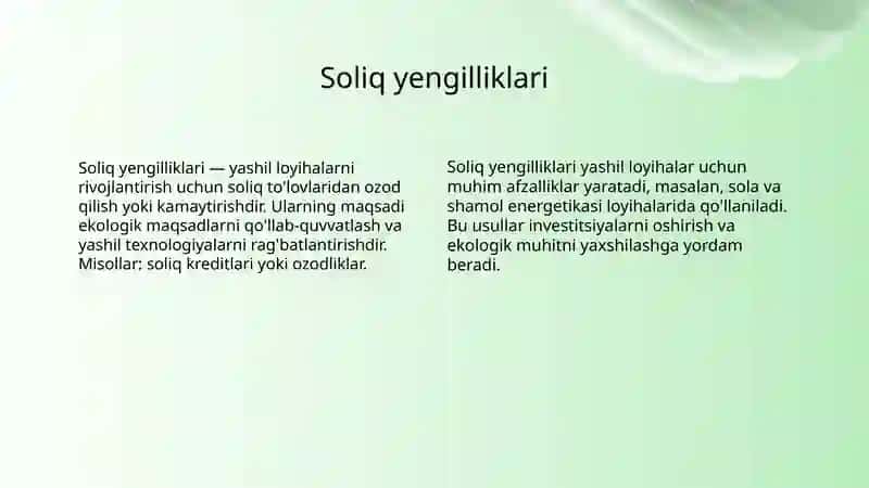 Xususiy sektorni yashil loyihalarga jalb qilish mexanizmlari 4
