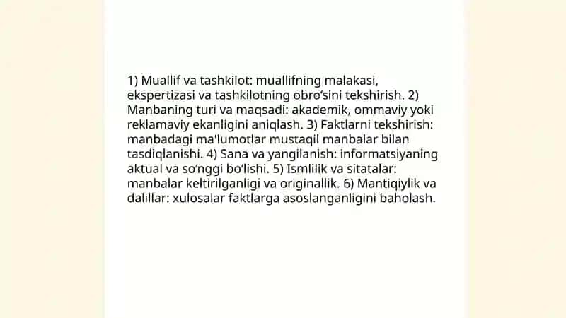 Axborotlarni mustaqil tahlil qilish ko'nikmalarini egallash 4