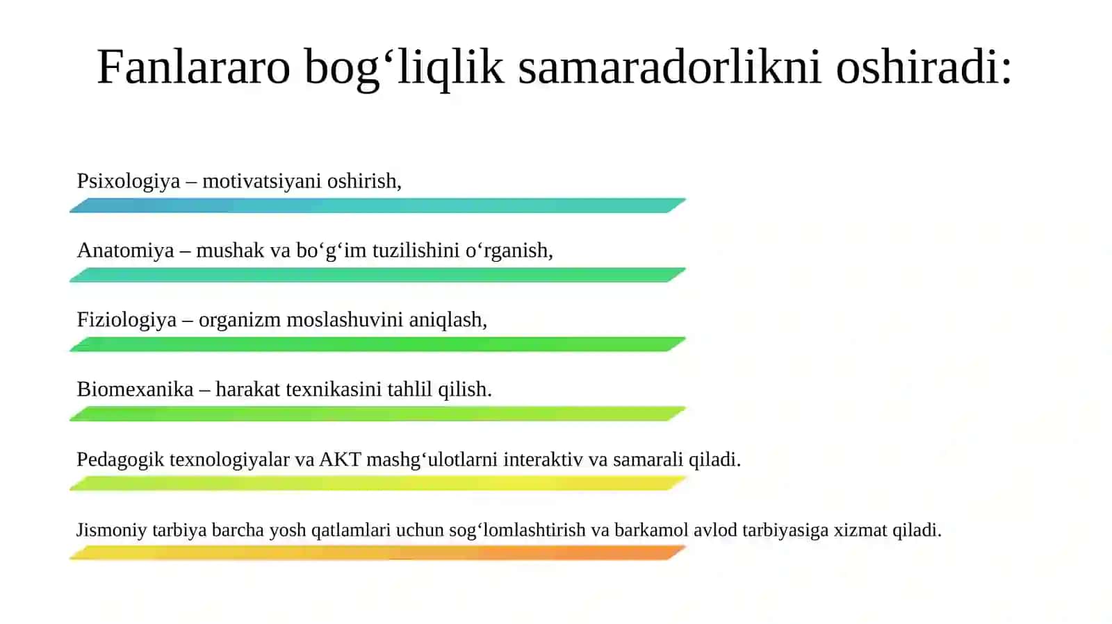 Jismoniy tarbiya nazariyasi va usuliyatining boshqa fanlar bilan bog‘liqligi 4