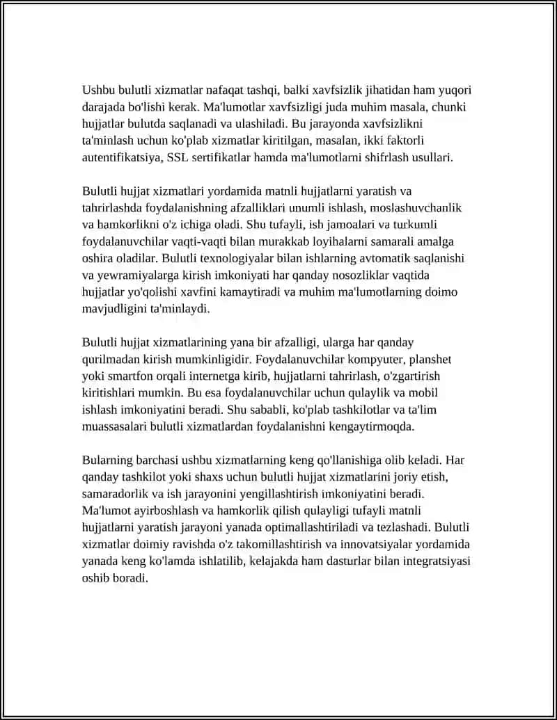 "MATNLI XUJJATLARNI YARATISH" DA BULUTLI TEXNALOGIYALARDAN FOYDALANISH 4