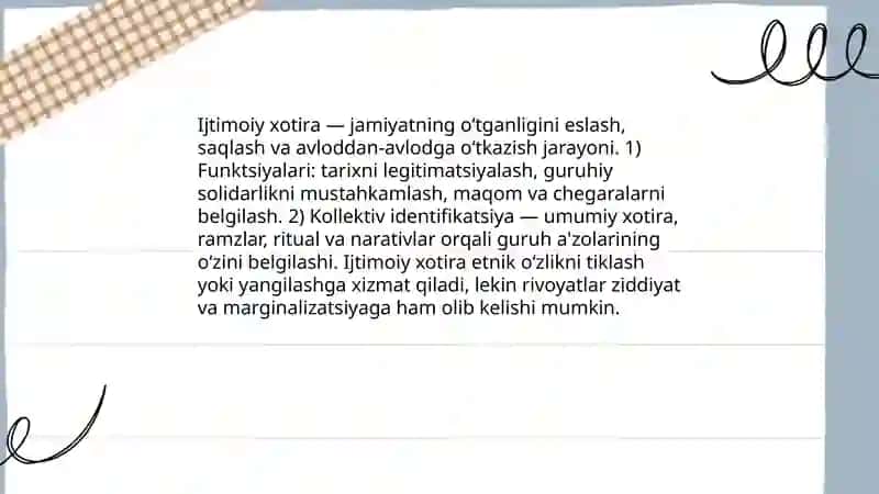 Etnik va ijtimoiy xotira 4