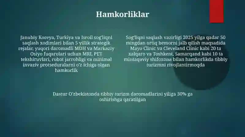 O'zbekistonda tibbiy turizimni rivojlantirish maqsadlari 4