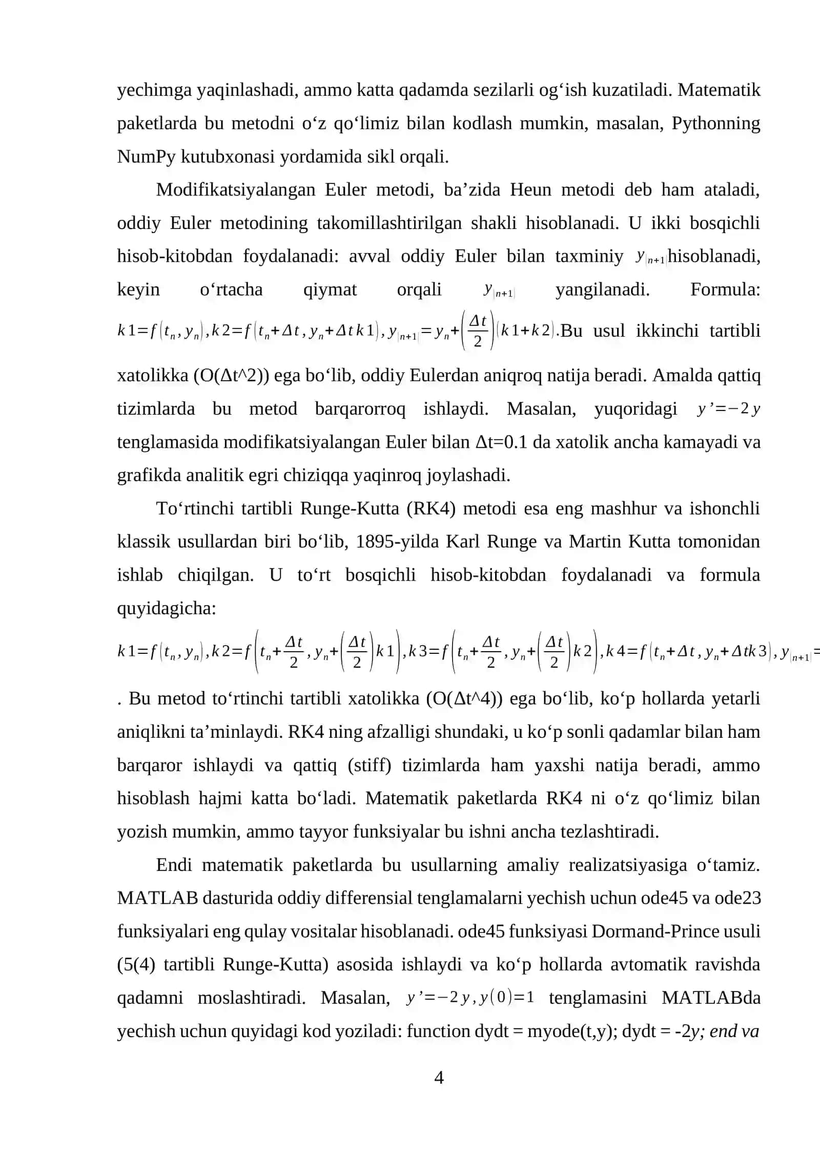 Differensial tenglamalarni taqribiy yechish usullari (matematik paketlar yordamida) 4