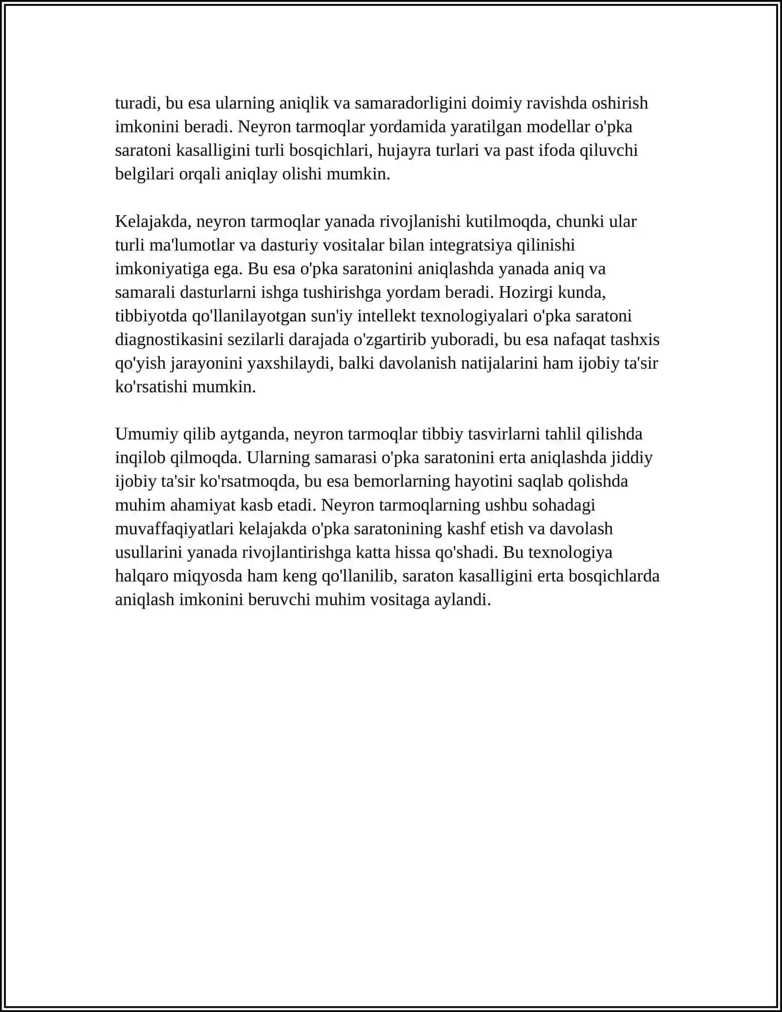 Neyron tarmoqlar va o'pka saratoni aniqlash 4